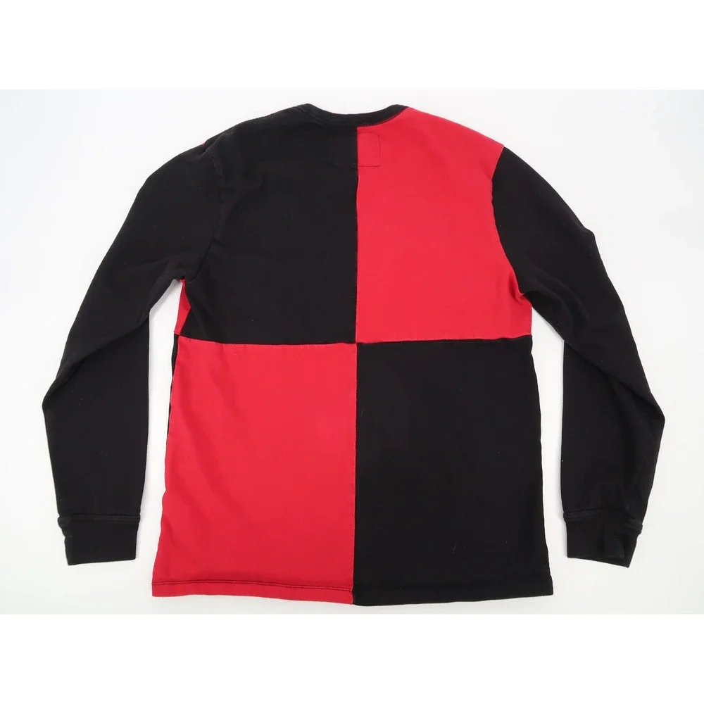 True Religion Mens Large Embroidered Logo Long Sleeve Crew Neck Red‎ Black